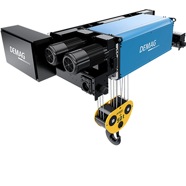 Manufacturer family reference: DEMAG DVR 20 ton double-girder trolley rope hoist