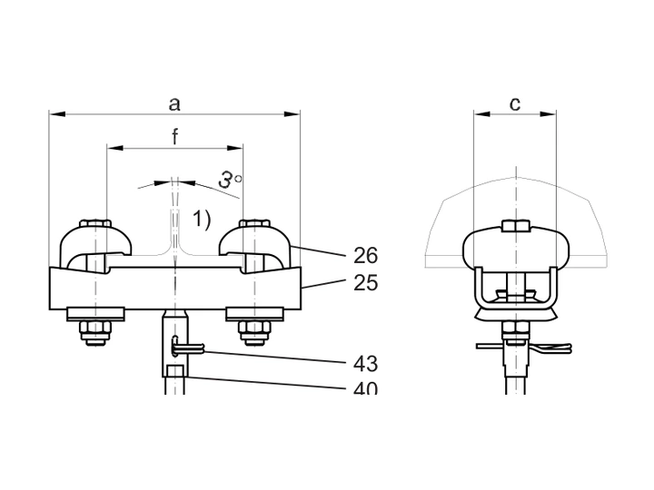 Manufacturer drawing: DEMAG KBK II/II-L Hanger Kit, Bracket A, 100 mm Rod