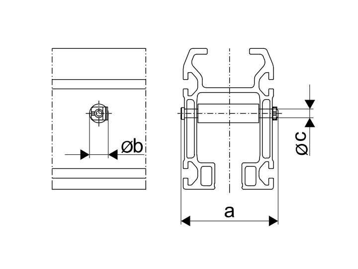 Manufacturer drawing: DEMAG KBK Aluline A12/A16 Internal Buffer Stop