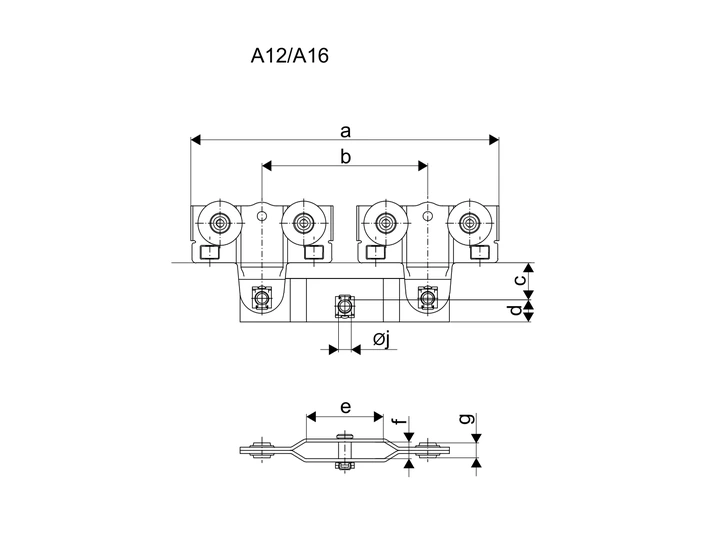 Manufacturer drawing: DEMAG KBK Aluline A12/A16 Double Load Trolley