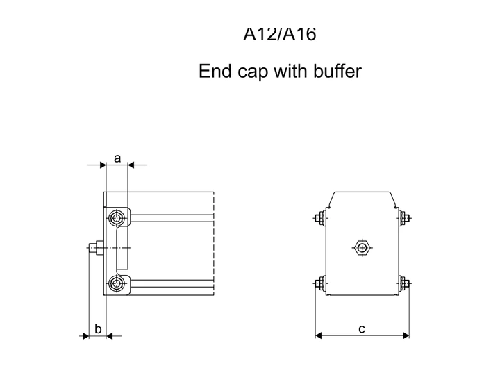 Manufacturer drawing: DEMAG KBK Aluline A16 End Cap with Buffer